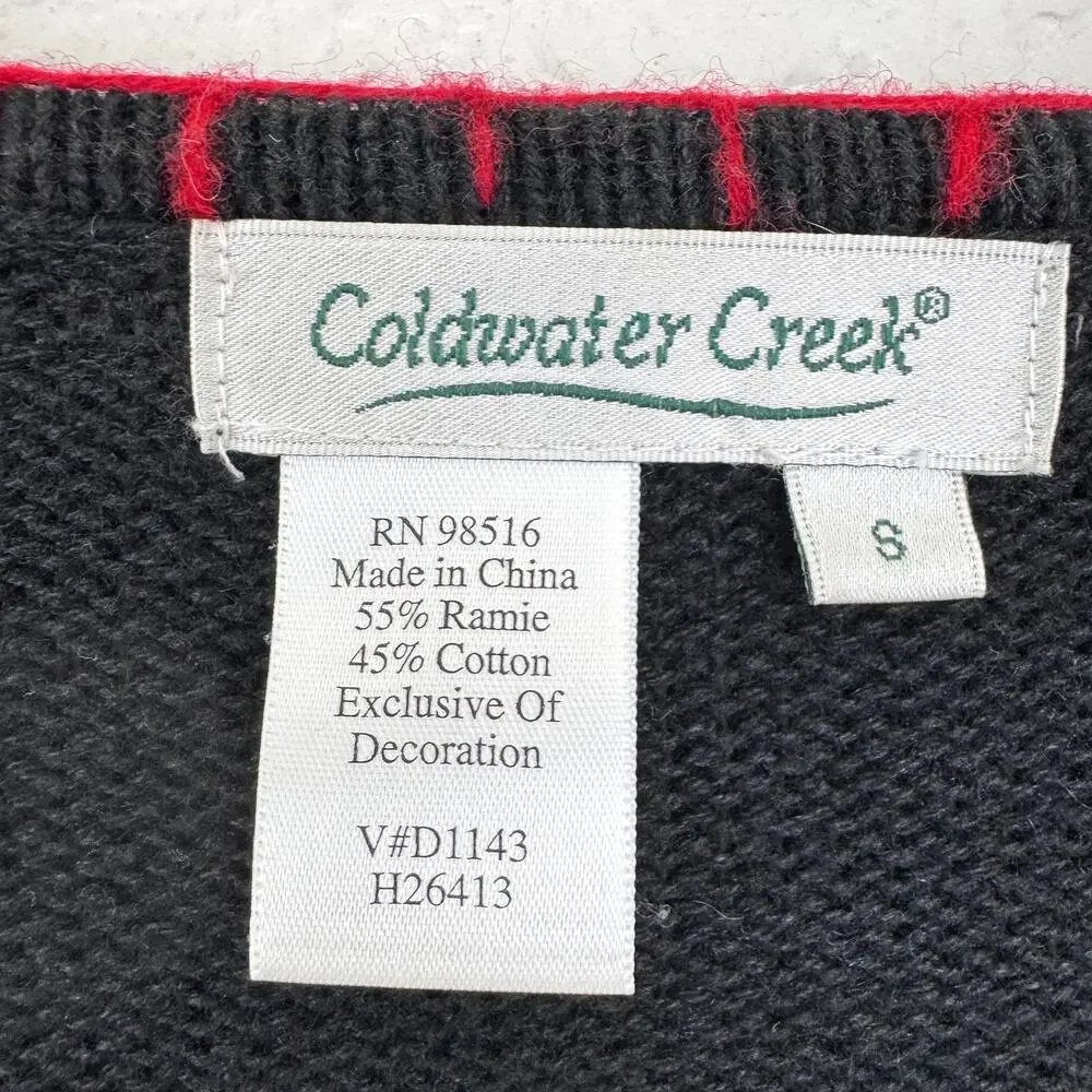 Coldwater Creek Womens Cardigan Knit Sweater Size S Cardinal Holiday Bird Winter